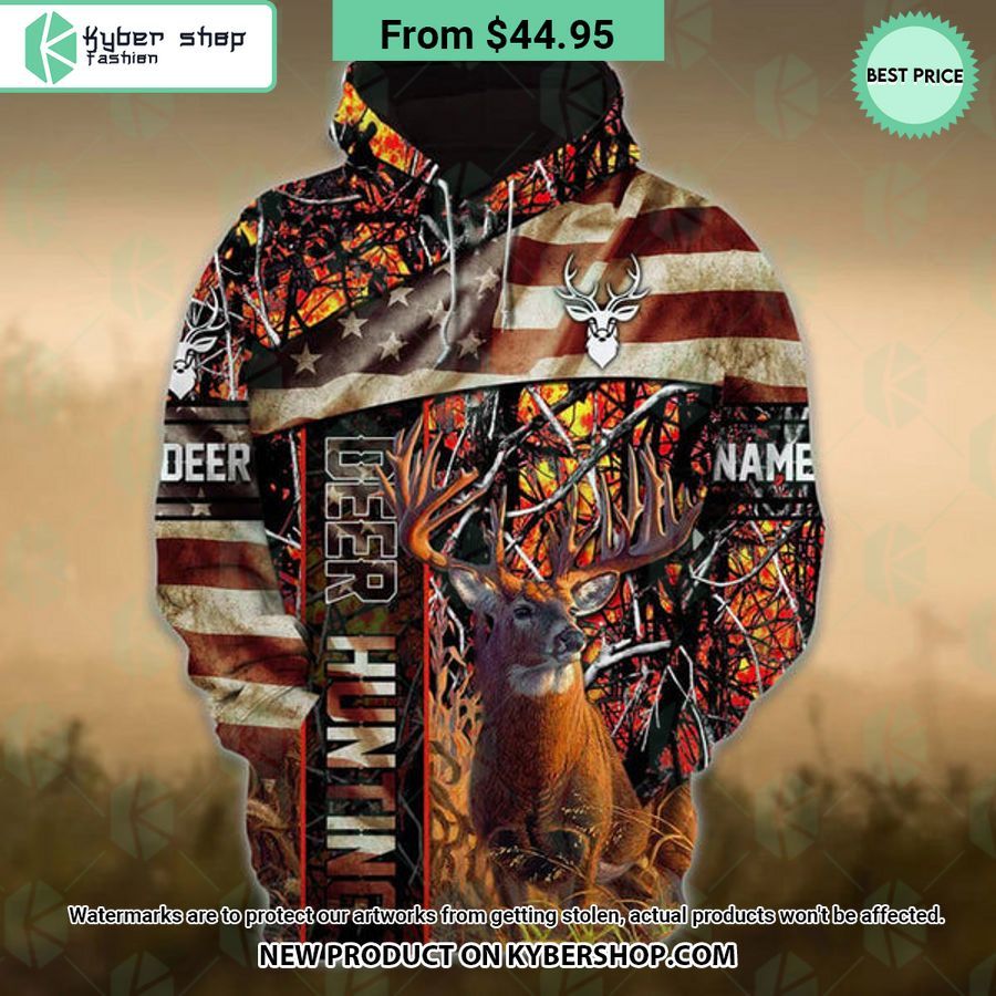 Deer Hunting US Flag Hoodie