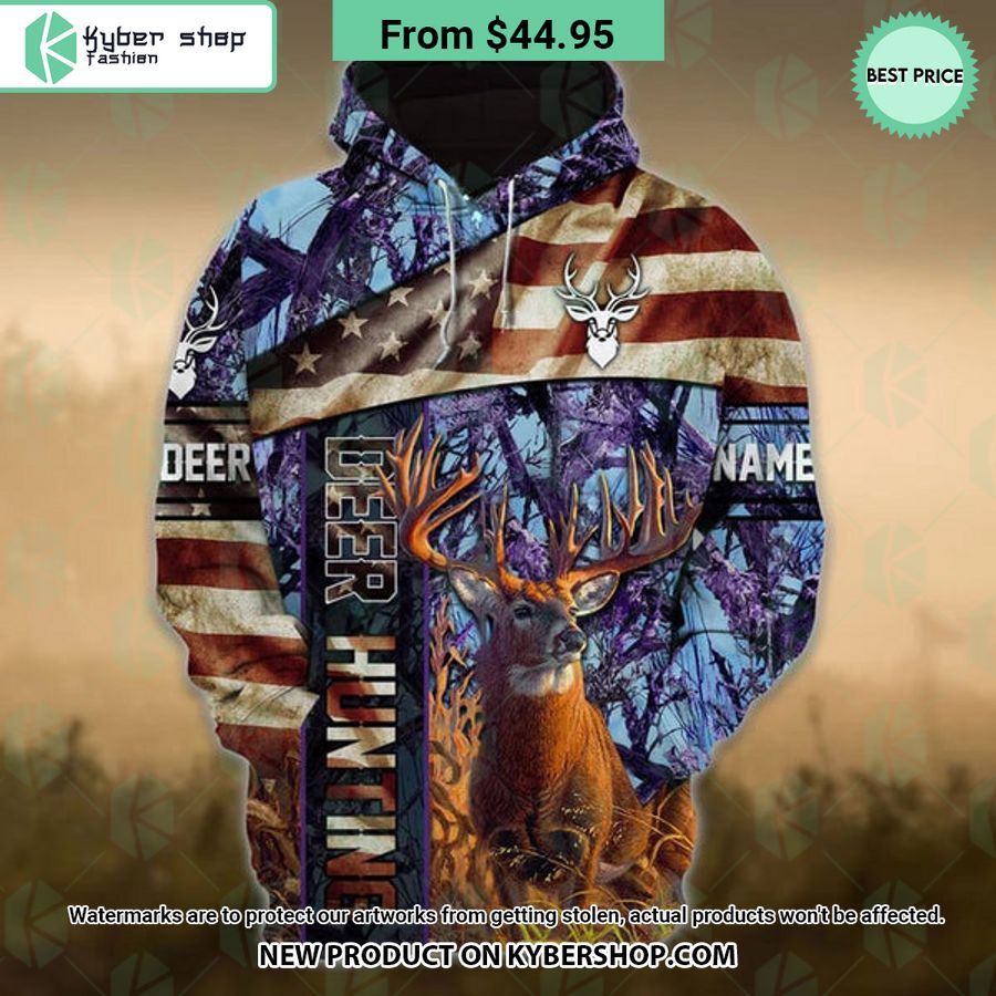 Deer Hunting US Flag Hoodie