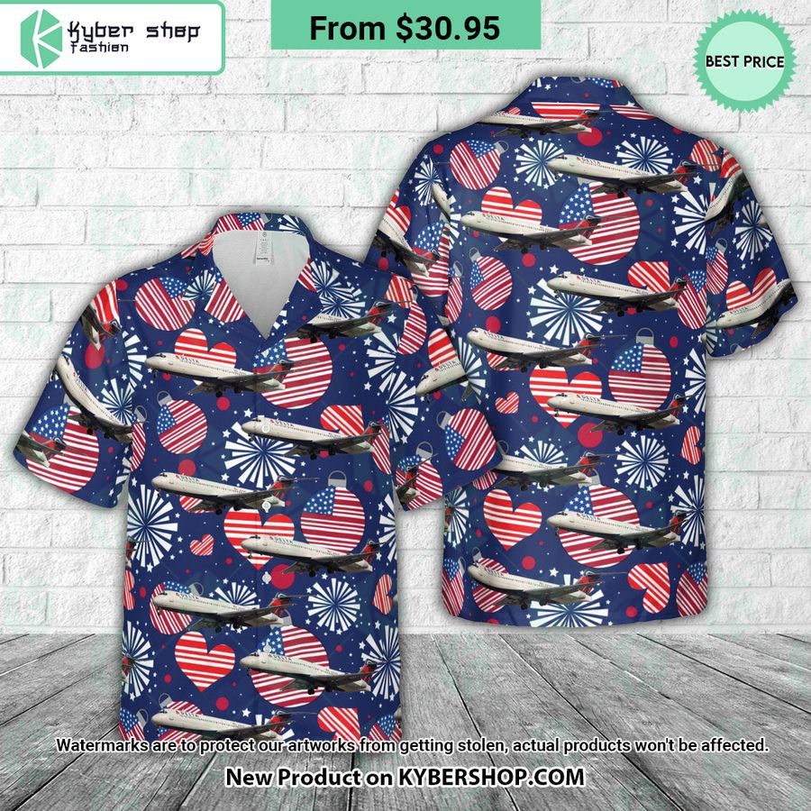 Delta Air Lines Boeing 717-2BD 4th Of July Hawaiian Shirt