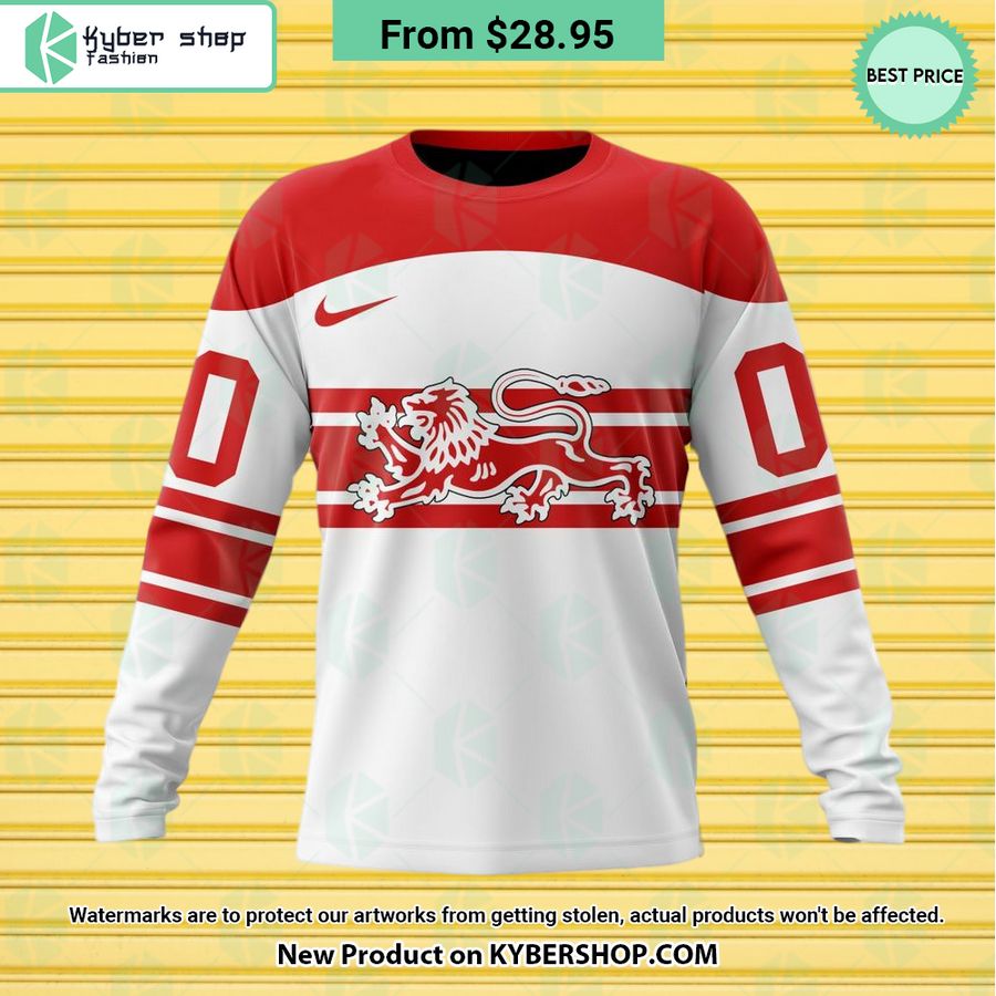 Denmark National Ice Hockey White Hoodie, Shirt