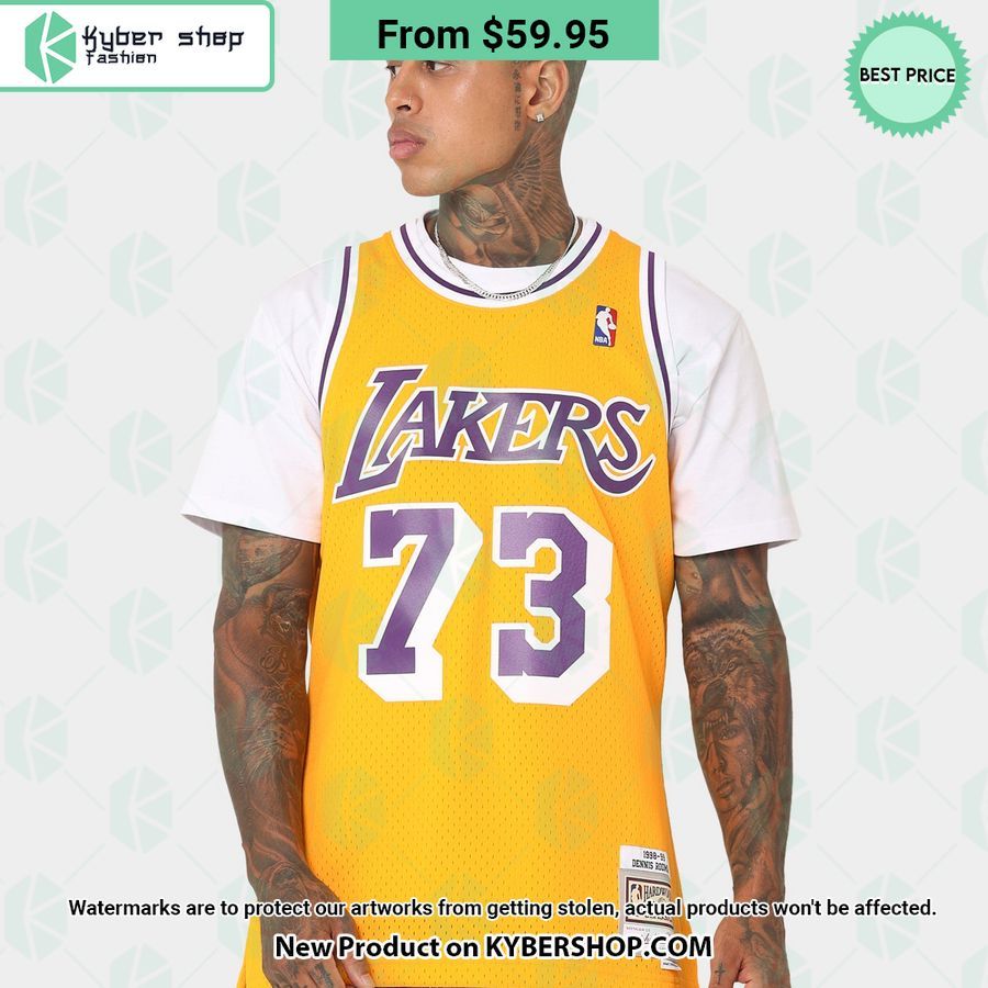 Dennis Rodman 73 Los Angeles Lakers Home Gold Basketball Jersey