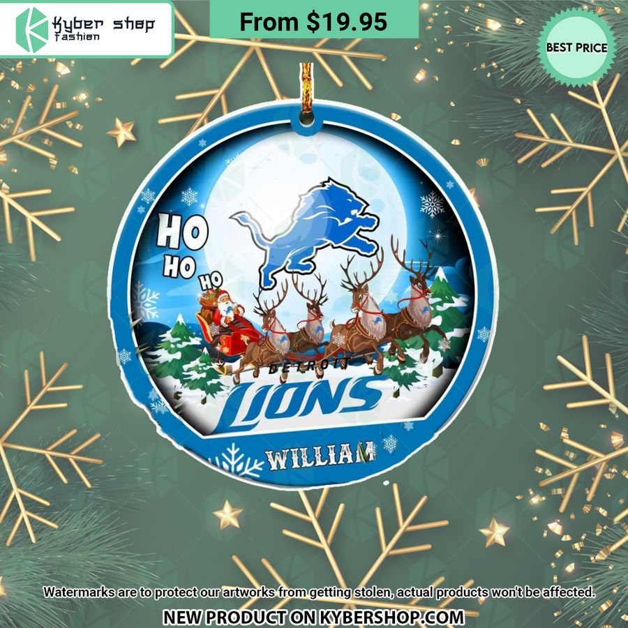 Detroit Lions Santa Ho Ho Ho CUSTOM Ornament