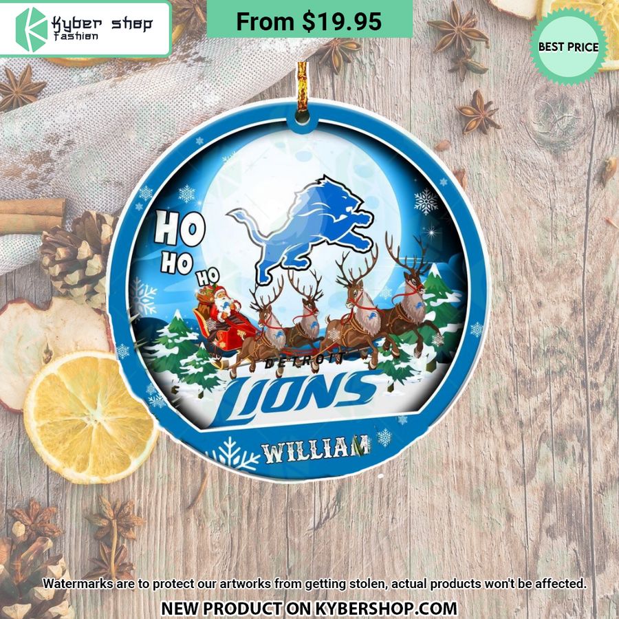 Detroit Lions Santa Ho Ho Ho CUSTOM Ornament