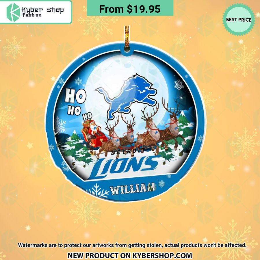 Detroit Lions Santa Ho Ho Ho CUSTOM Ornament