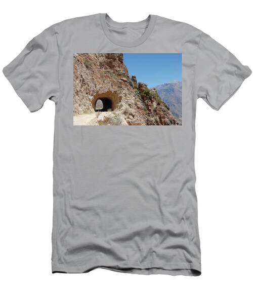Dirt Road Through Tunnel In The Andes Mountains In Colca Canyon Peru T-Shirt