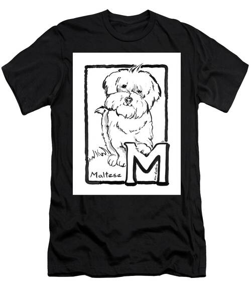 Dog Drawing Maltese And The Letter M T-Shirt