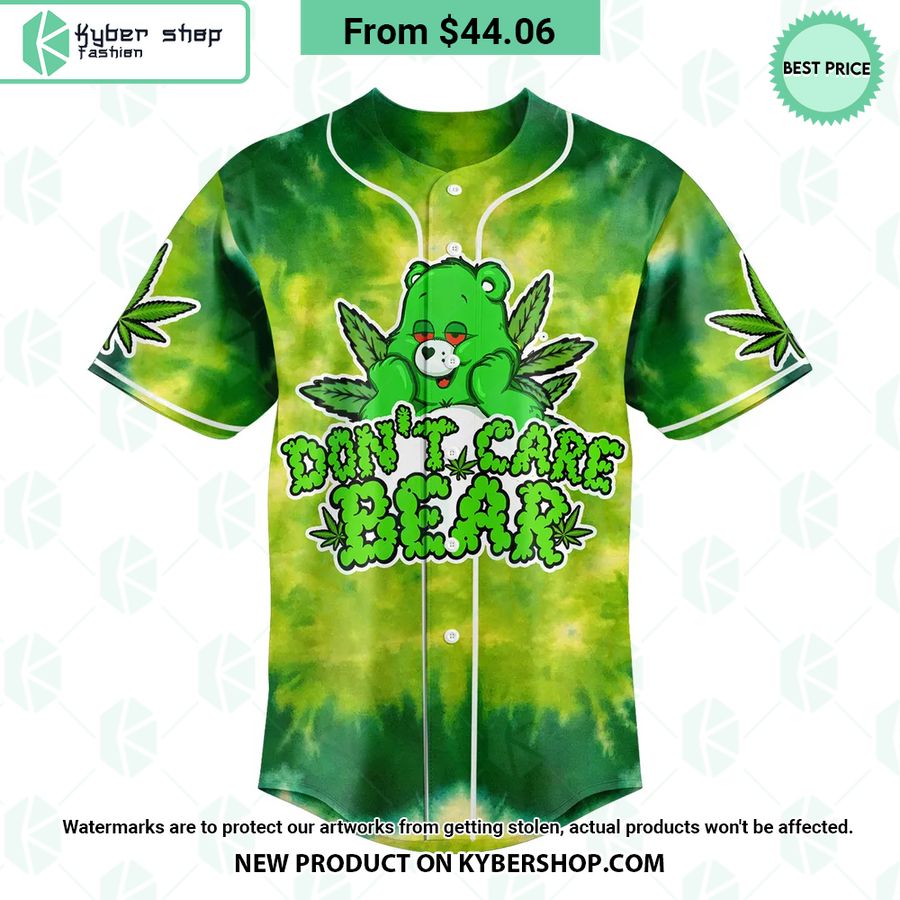 Don’T Care Bear Cannabis Tie Dye Baseball Jersey