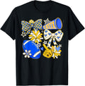 Retro Blue Gold Cheer Football Game Day Coquette Bow Unisex T-shirt, Sweatshirt, Hoodie (1)