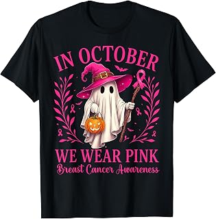 Breast Cancer Halloween October Pink Ghost Witch Unisex T-shirt, Sweatshirt, Hoodie (1)