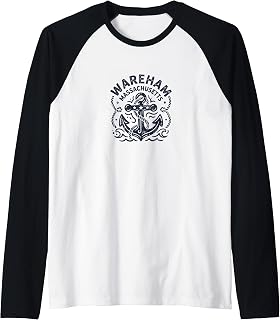 Wareham Massachusetts Anchor Rope Nautical Raglan Baseball Tee (1)