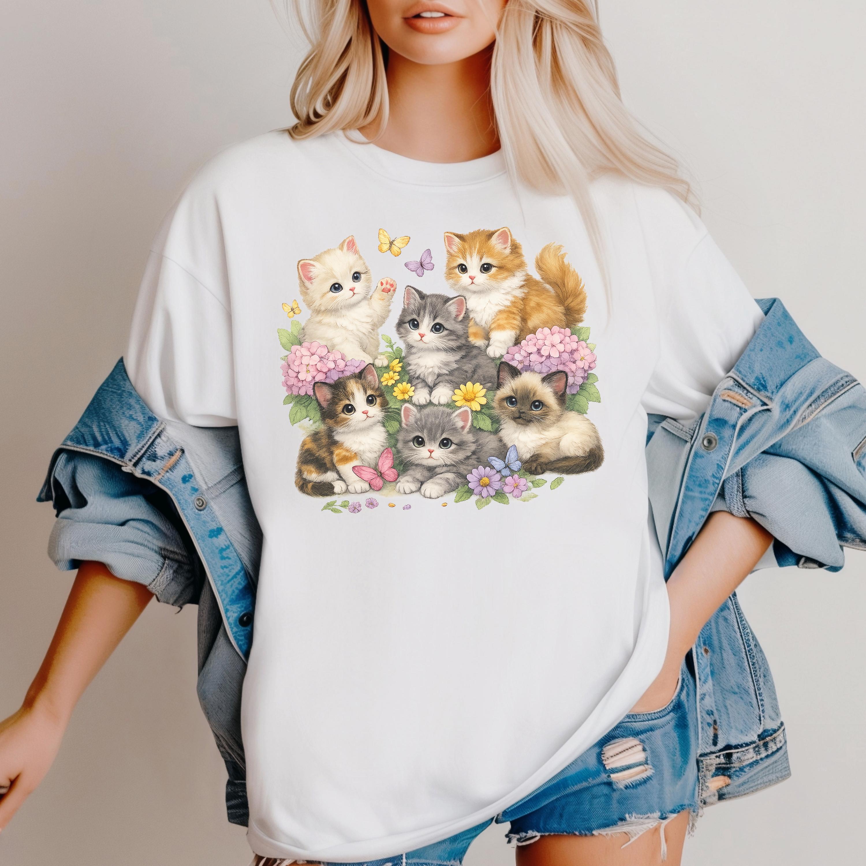 Retro Kitten 90'S Vintage Cats Boho Floral Cat Butterfly Retro Animal Pet Kittens (2)