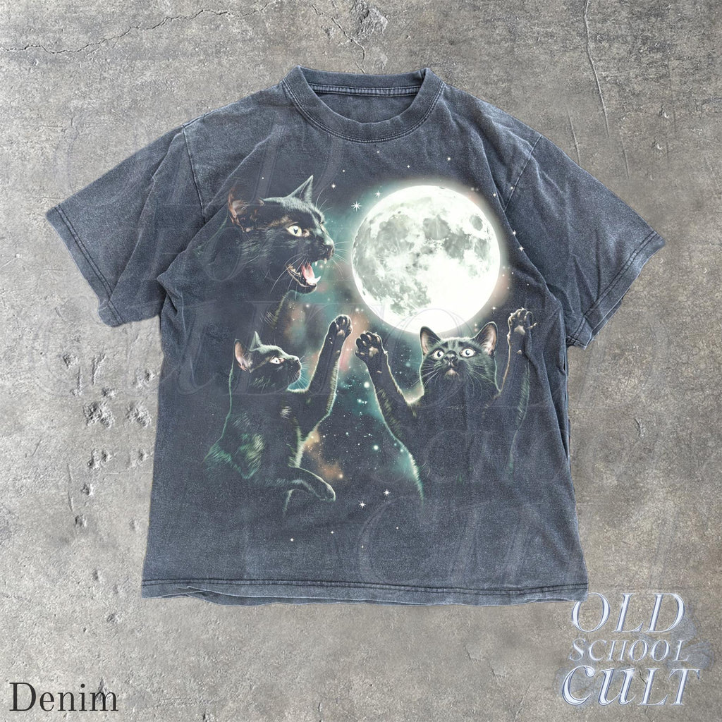 Vintage Black Cat Moon Celestial Cat Lover Tee Spooky Gothic Kitty (2)
