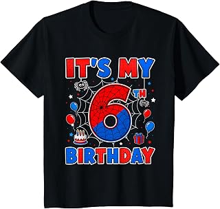 It'S 6th Birthday Boy Spider Web Party Year Old Unisex T-shirt, Sweatshirt, Hoodie (1)