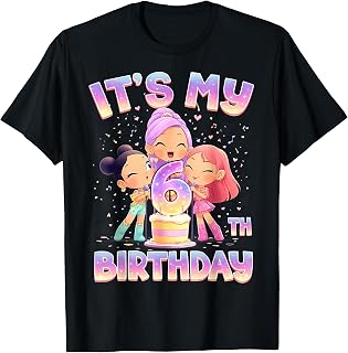 Chibi Kpop Girl 6th Birthday Girl Korean Party Unisex T-shirt, Sweatshirt, Hoodie (1)