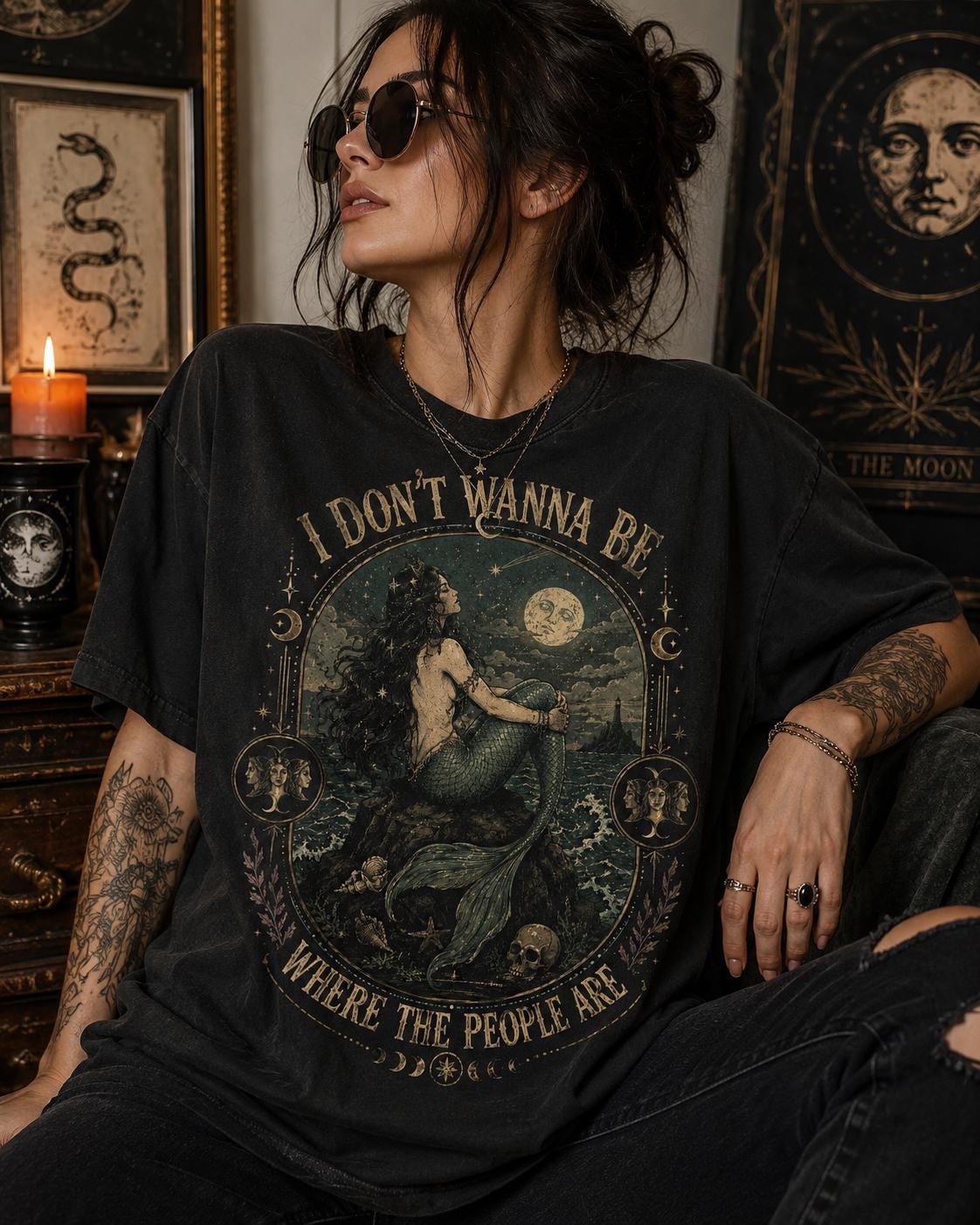 Siren Don'T Wanna Where People Antisocial Mermaid Vintage Mermaid Mystical Dark Fantasy Coastal Gothic (1)