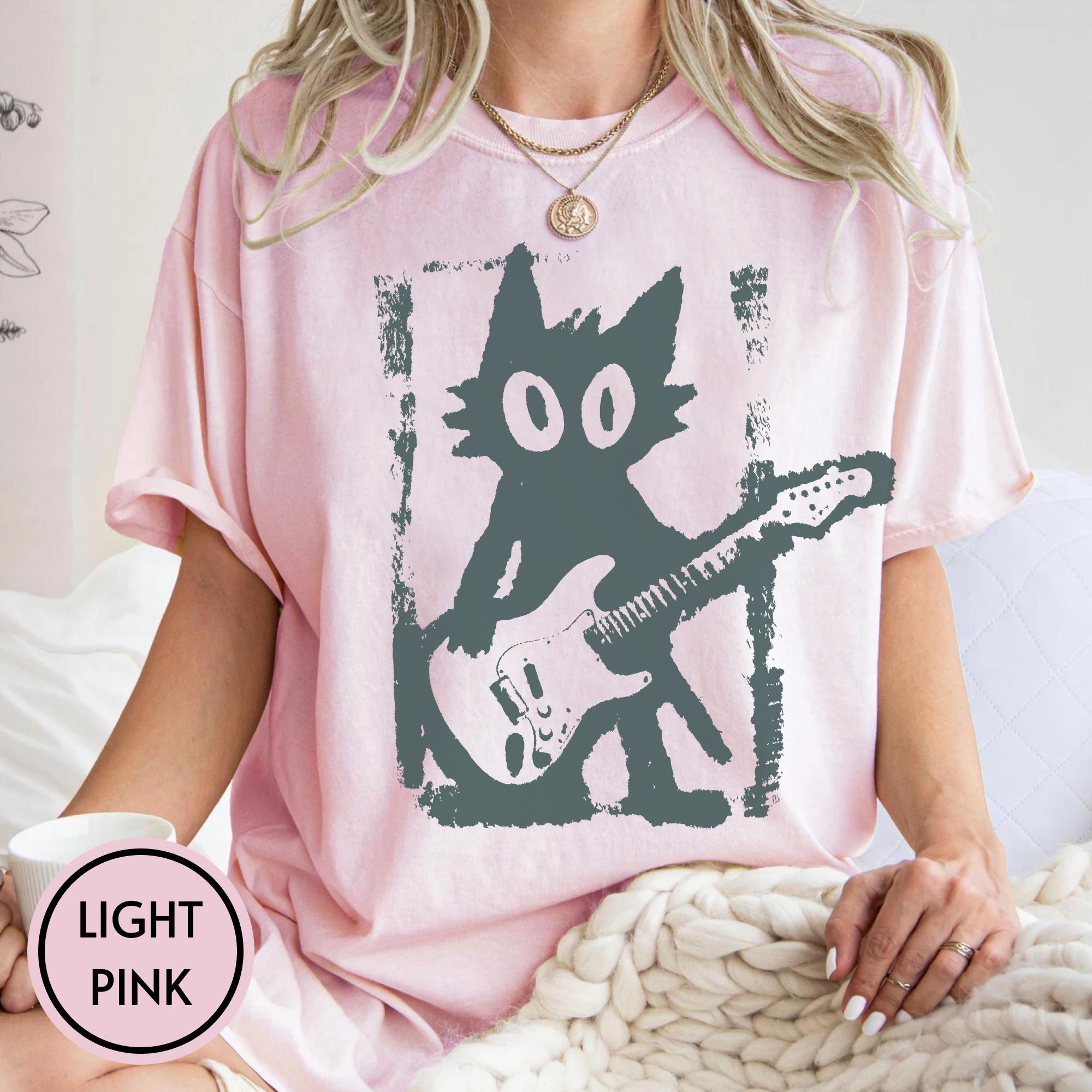 Rock Star Ca Vintage Kitten Y2k Rock Roll Ca Electric Guitar Kitty Tee Cat Grunge Punk Music Lover Him (3)