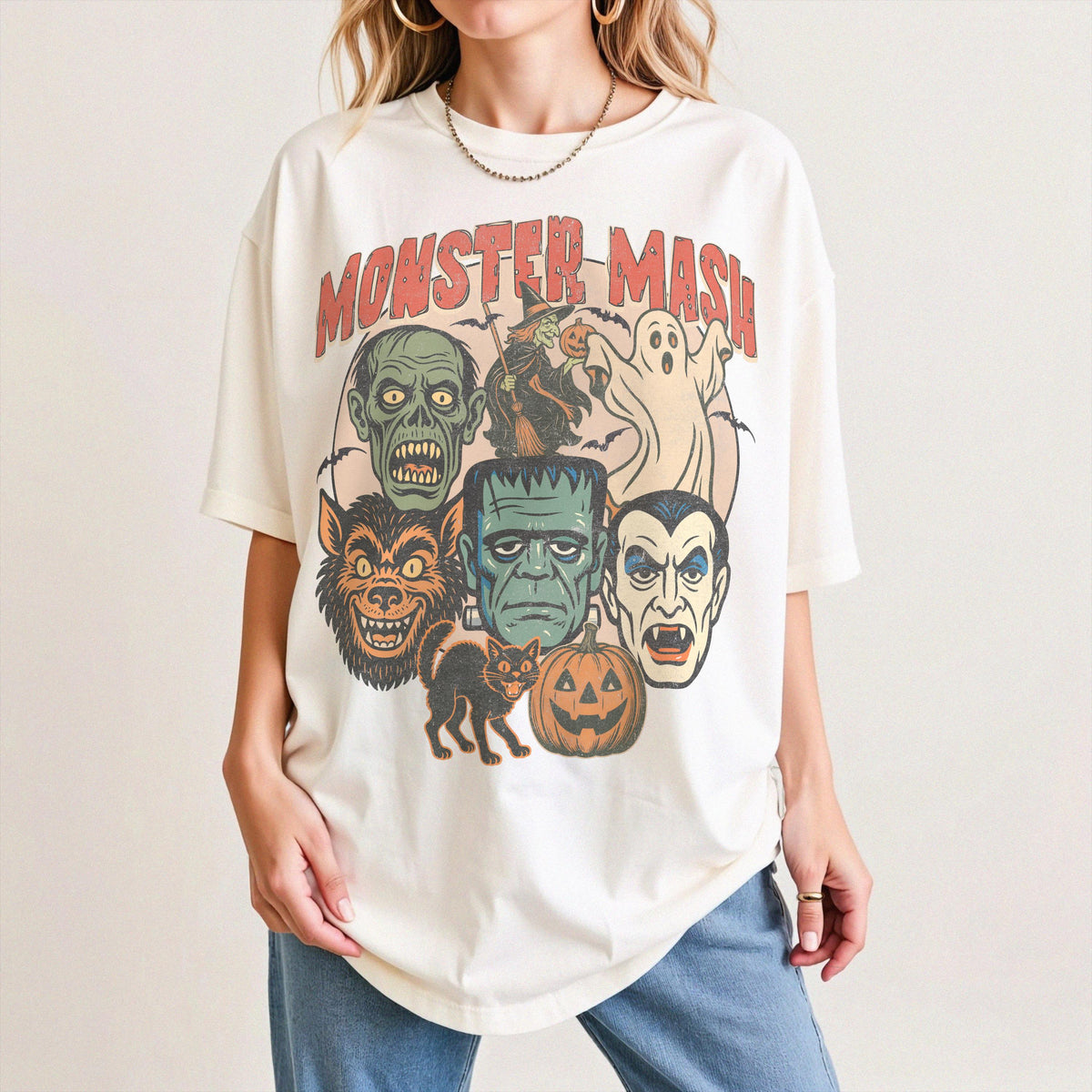 Comfort Colors Monster Mash Retro Halloween Spooky Season Tee (1)