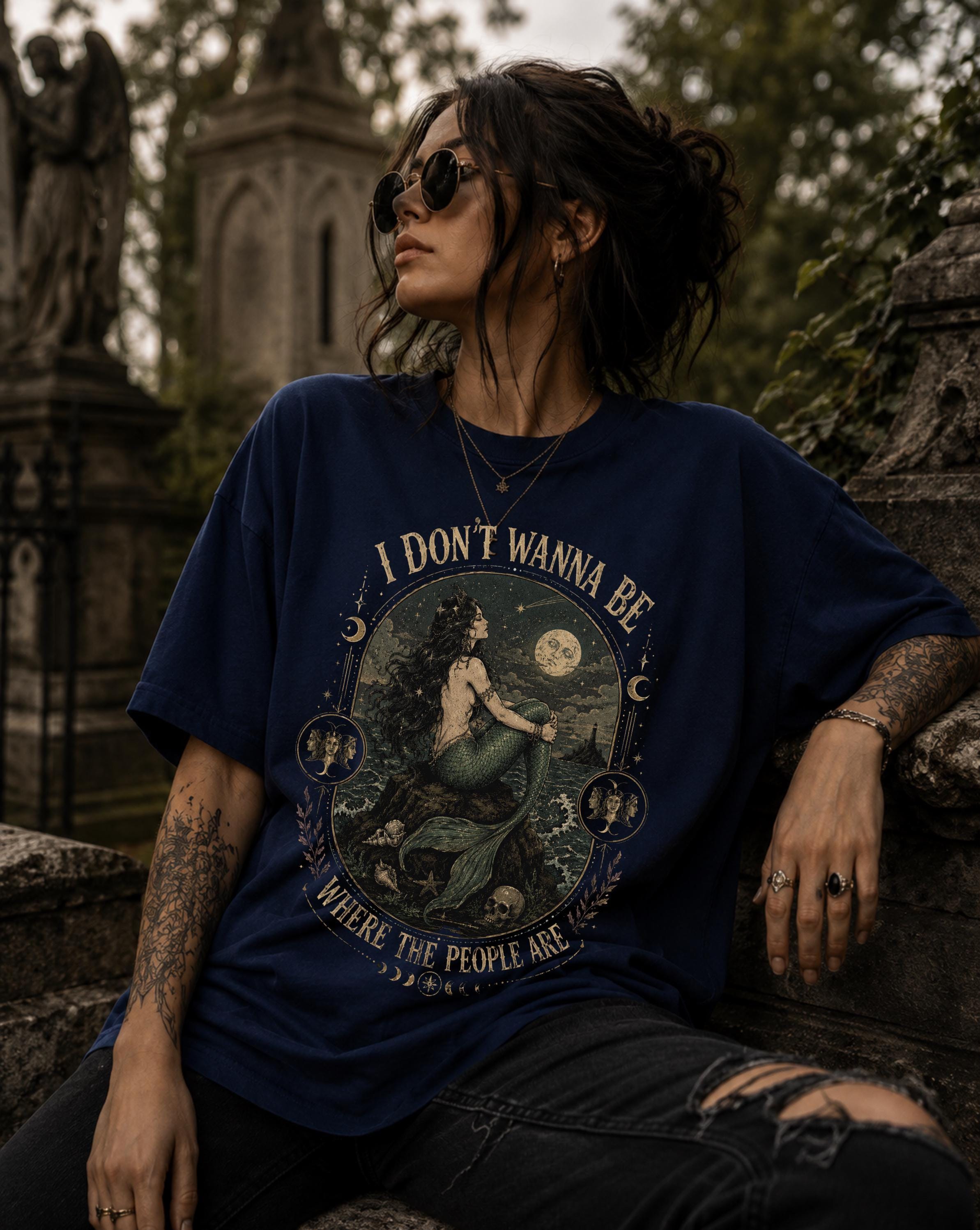 Siren Don'T Wanna Where People Antisocial Mermaid Vintage Mermaid Mystical Dark Fantasy Coastal Gothic (2)