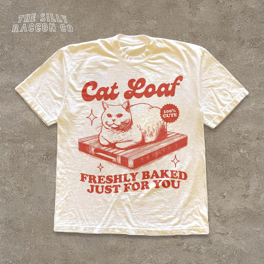 Cat Loaf Cat Meme Tee Vintage Retro Cat Lover Freshly Baked Tee (1)