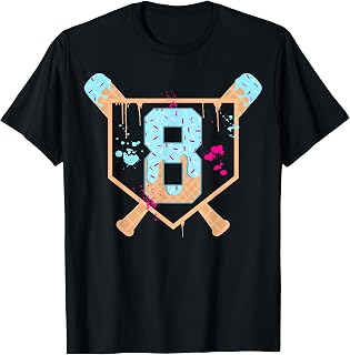 Baseball Year Old Ice Cream Drip 8th Birthday Boy Number (1)