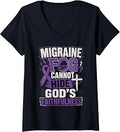 Migraine Awareness Christian Jesus Christ Headache V-Neck (1)