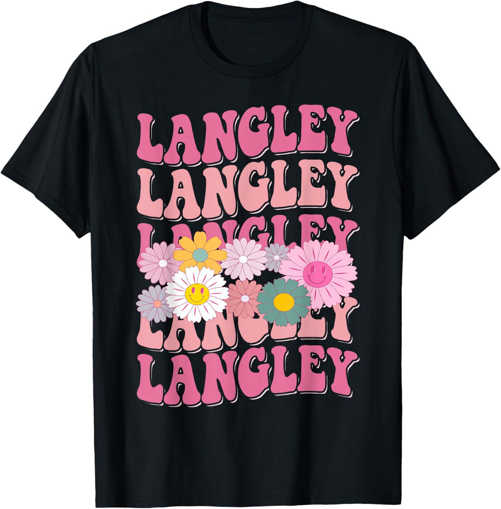 Girl Retro Langley First Name Personalized Groovy 80'S Unisex T-shirt, Sweatshirt, Hoodie (1)
