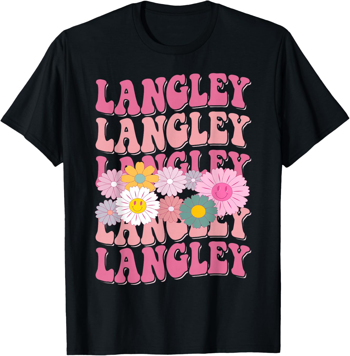 Girl Retro Langley First Name Personalized Groovy 80'S Unisex T-shirt, Sweatshirt, Hoodie (1)