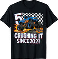 5th Birthday Monster Truck Year Old Party Born 2021 Unisex T-shirt, Sweatshirt, Hoodie (1)