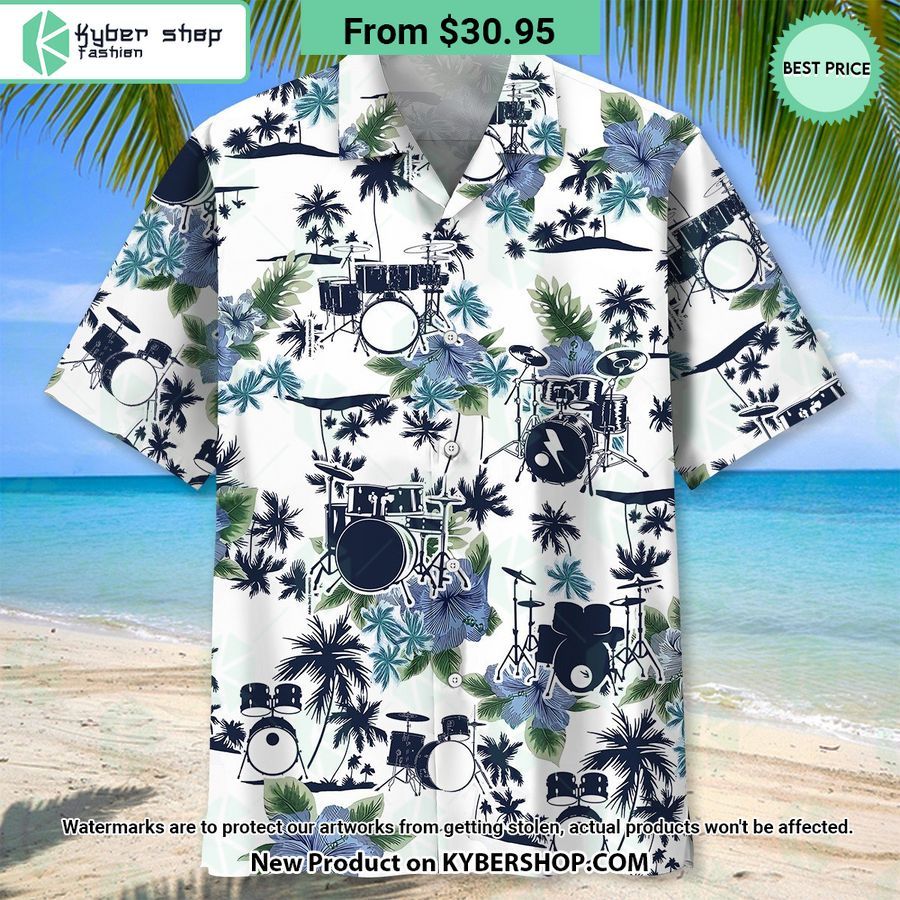 Drum White Tropical Hawaiian Shirt