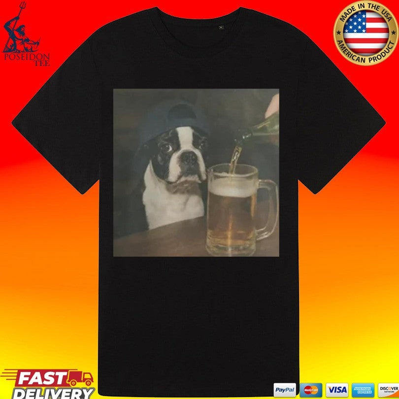 Dylan Crews Boston Terrier Drinking Beer T-shirt