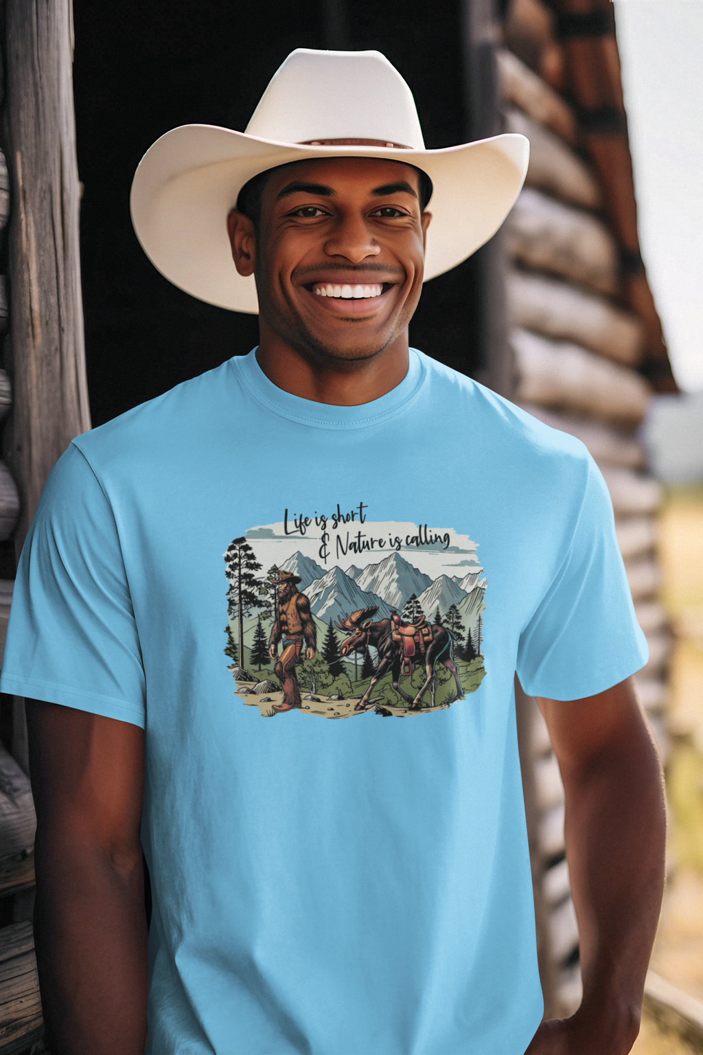 Bigfoot and Moose Tshirt - Life Is Short & Nature Is Calling