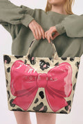 Sweet Bow Leopard Print Sleek Pvc Tote Bag