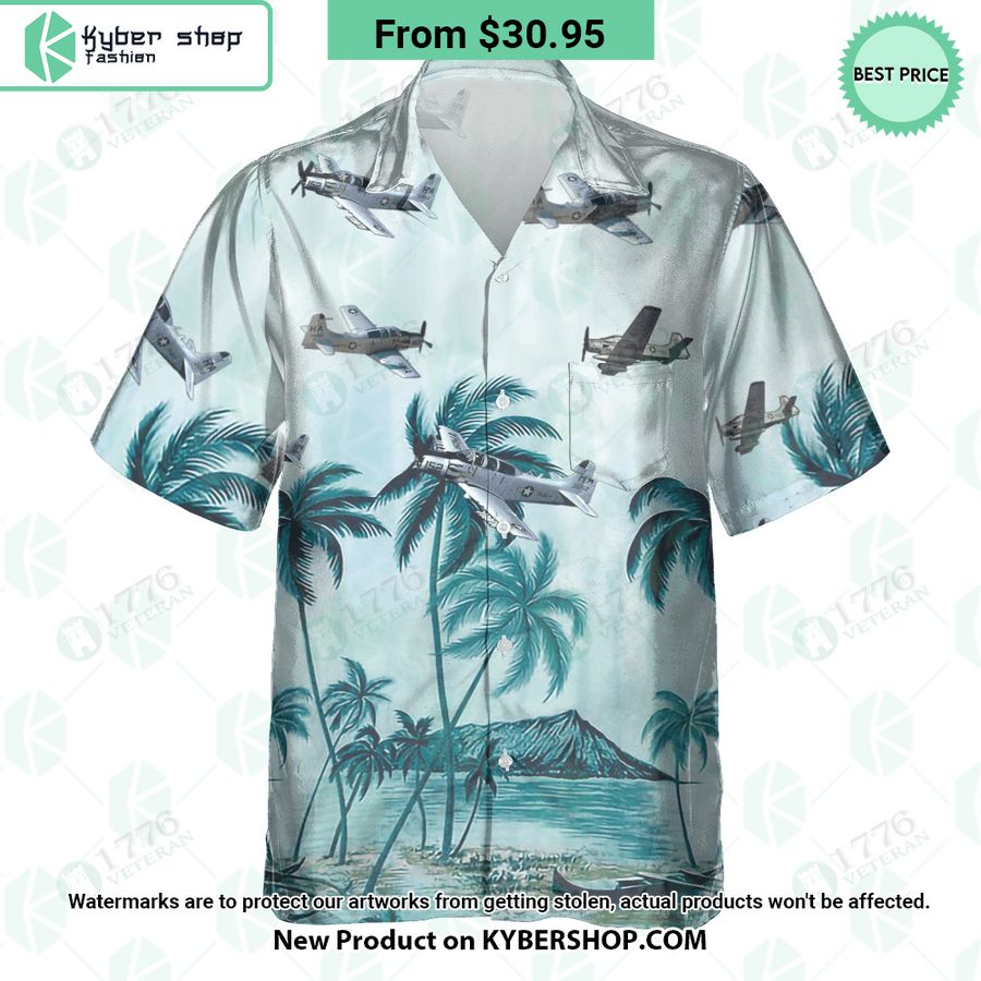 EA-1F Skyraider Palm Hawaiian Shirt