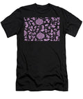 Elegant Black And Pastel Magenta Floral Design - Flowers And Leaves Pattern T-Shirt