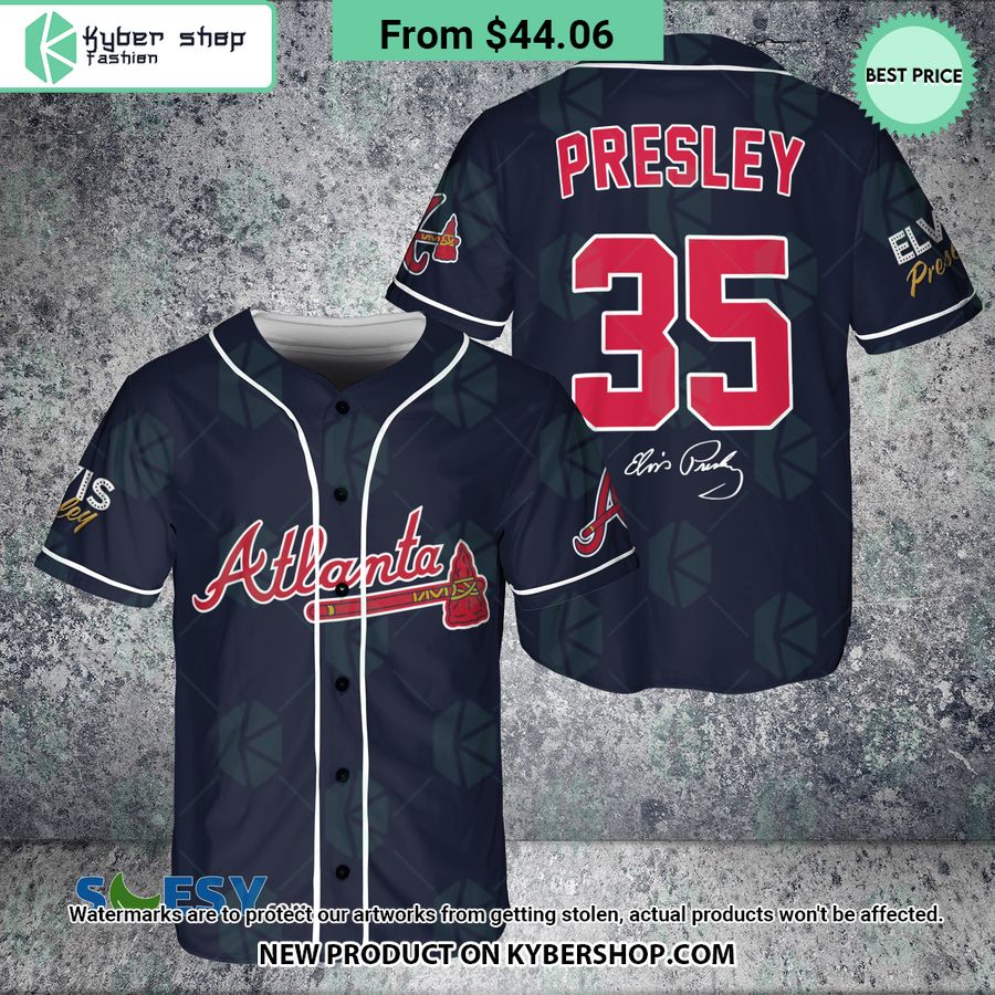 Elvis Presley 35 Atlanta Braves Navy Baseball Jersey