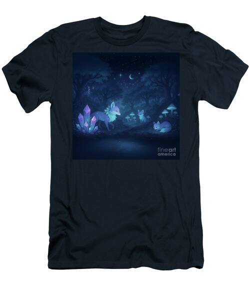 Enchanted Forest with Fox and Crystals T-Shirt