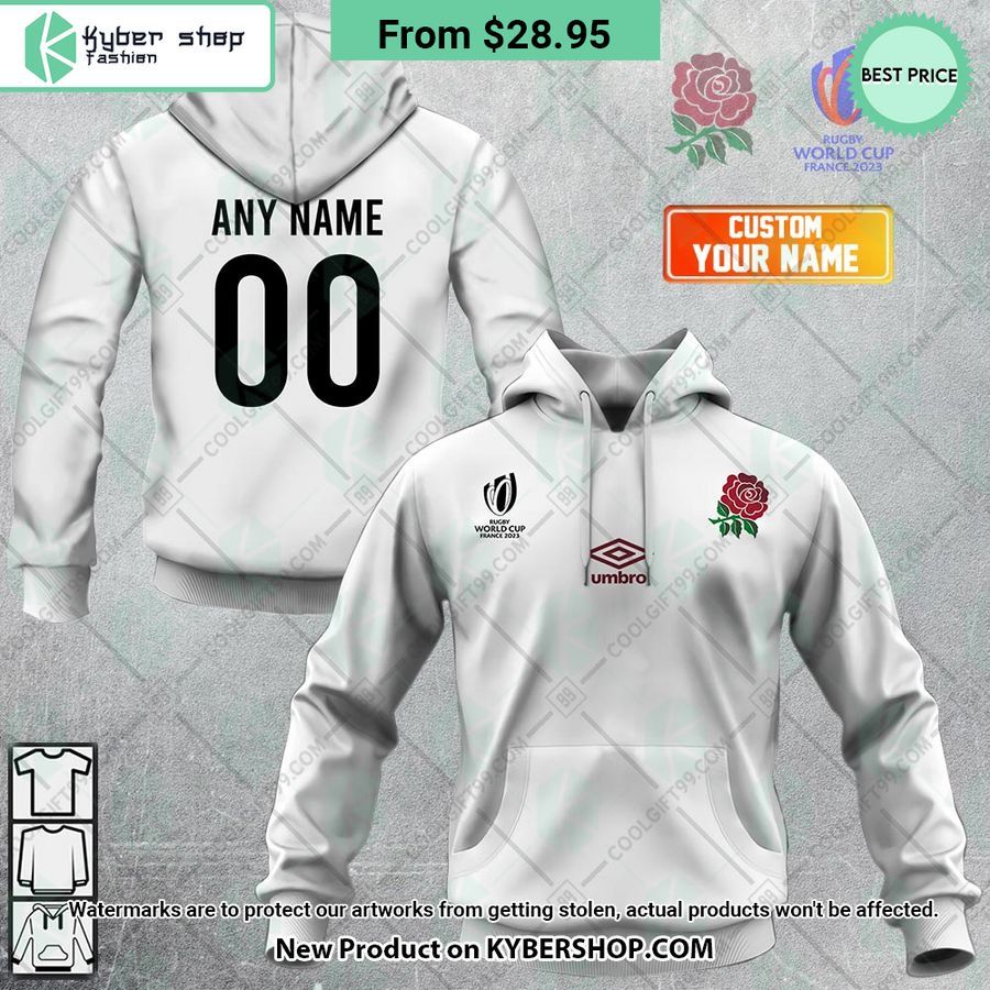 England Rugby Home Jersey Rugby World Cup 2023 CUSTOM Hoodie