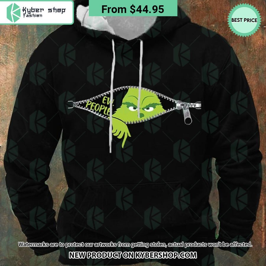 EW People Grinch Zipper Christmas Hoodie
