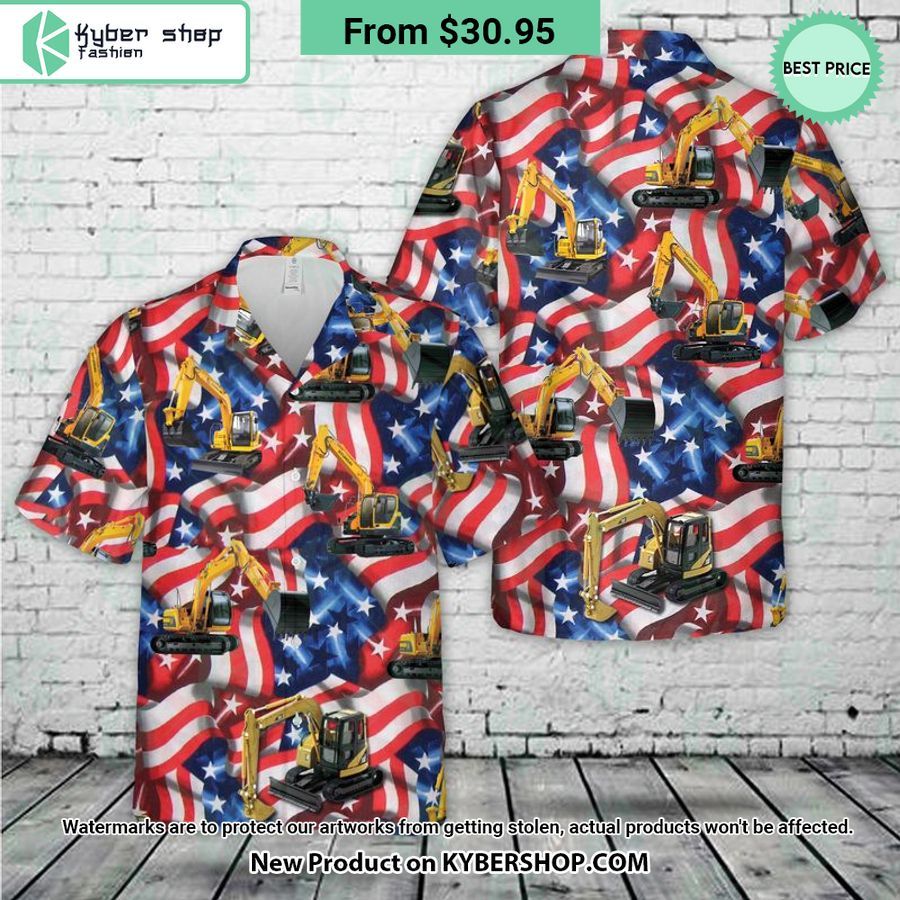 Excavator 4th Of July Hawaiian Shirt