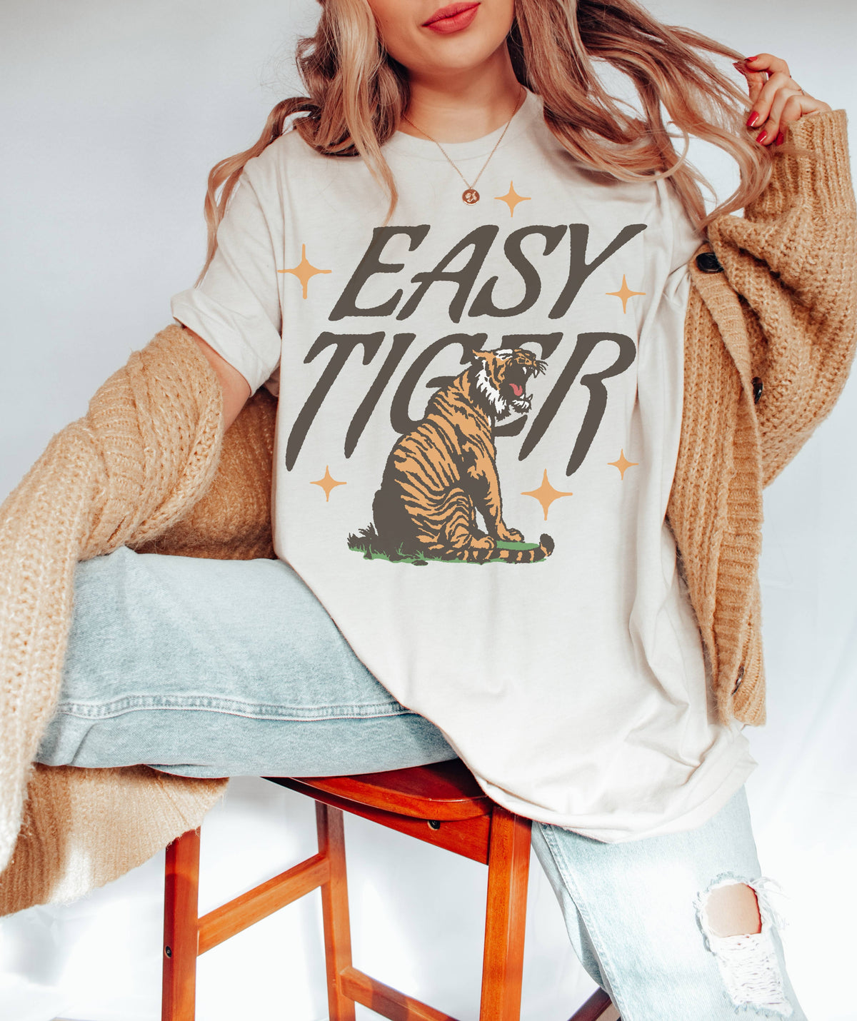 Retro Easy Tiger Tee | Boho Graphic T-Shirt
