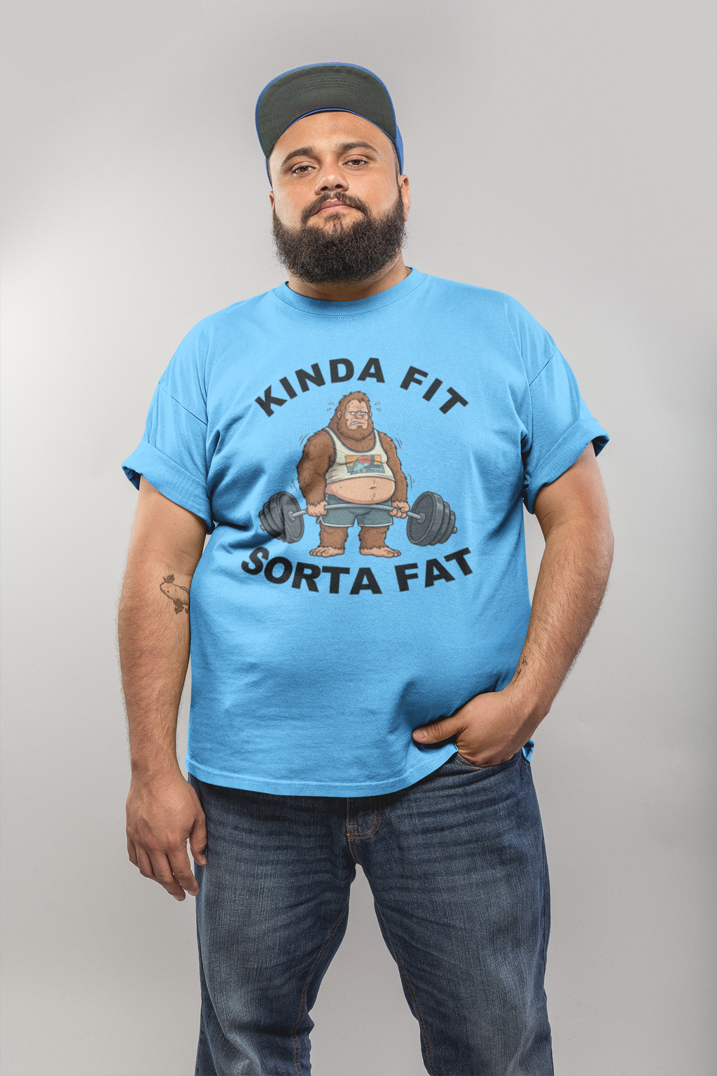Kinda Fit Sorta Fat T-Bigfoot Shirt (Gildan Carolina Blue)