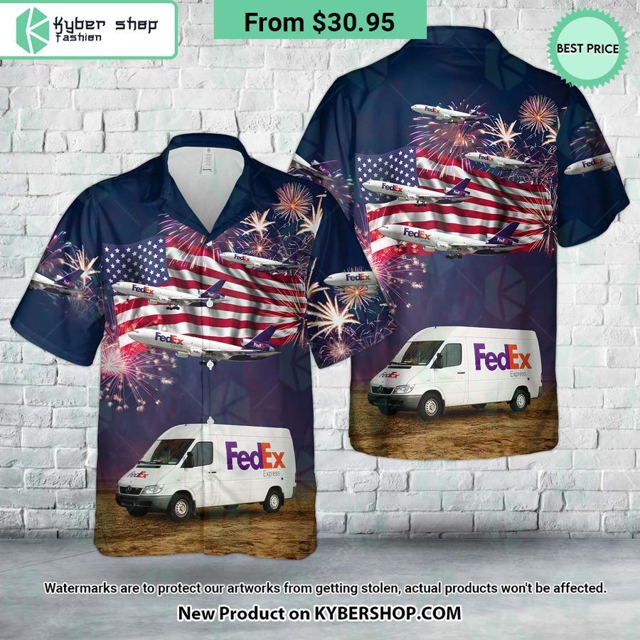 FedEx Express Delivery Van 4th Of July Hawaiian Shirt