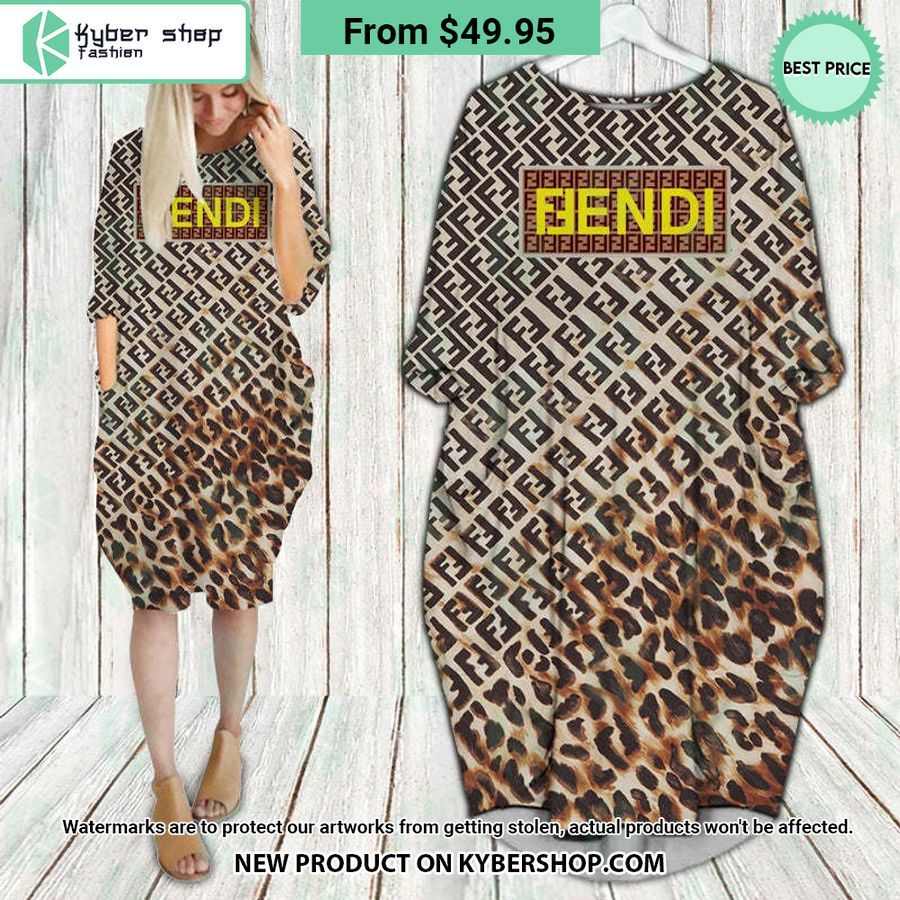 Fendi Leopard Batwing Pocket Dress