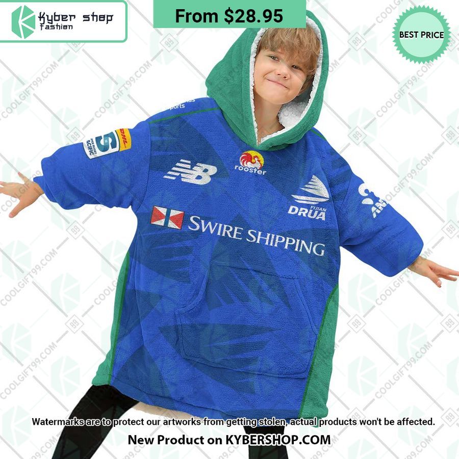 Fijian Drua Super Rugby Pacific Home Jersey CUSTOM Hoodie Blanket