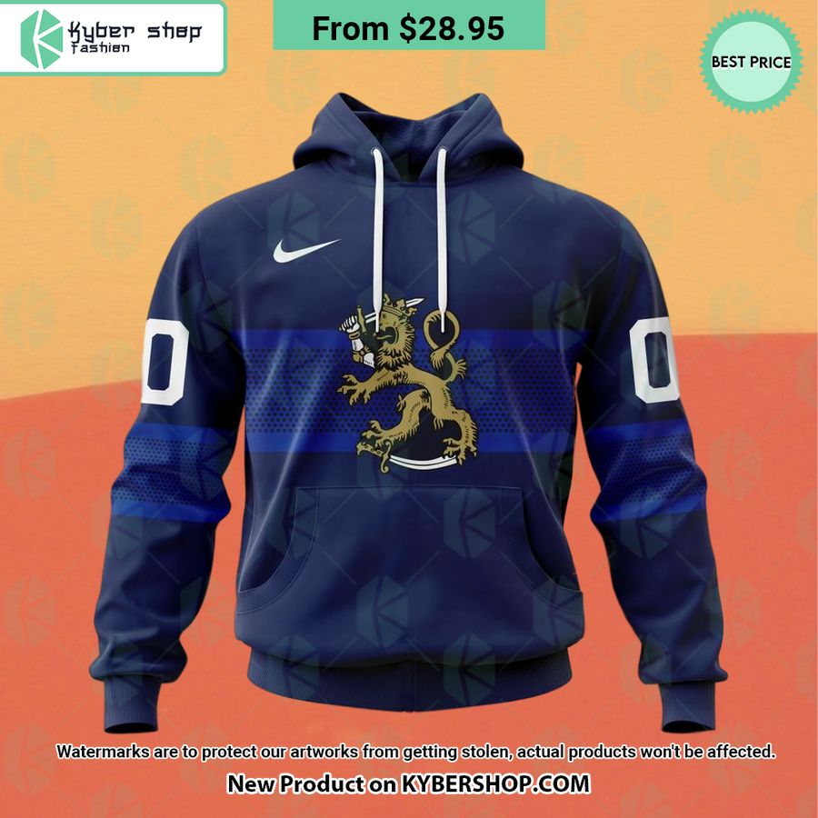 Finland National Ice Hockey Navy Hoodie, Shirt
