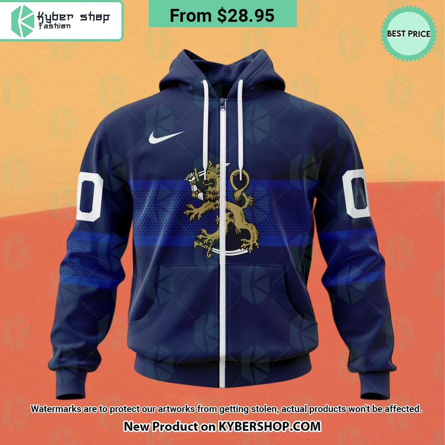 Finland National Ice Hockey Navy Hoodie, Shirt