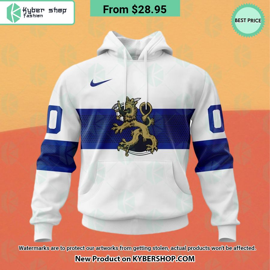 Finland National Ice Hockey White Hoodie, Shirt