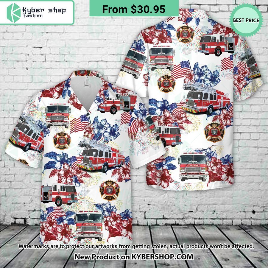 Firefighter Fire Truck 4th Of July Hawaiian Shirt