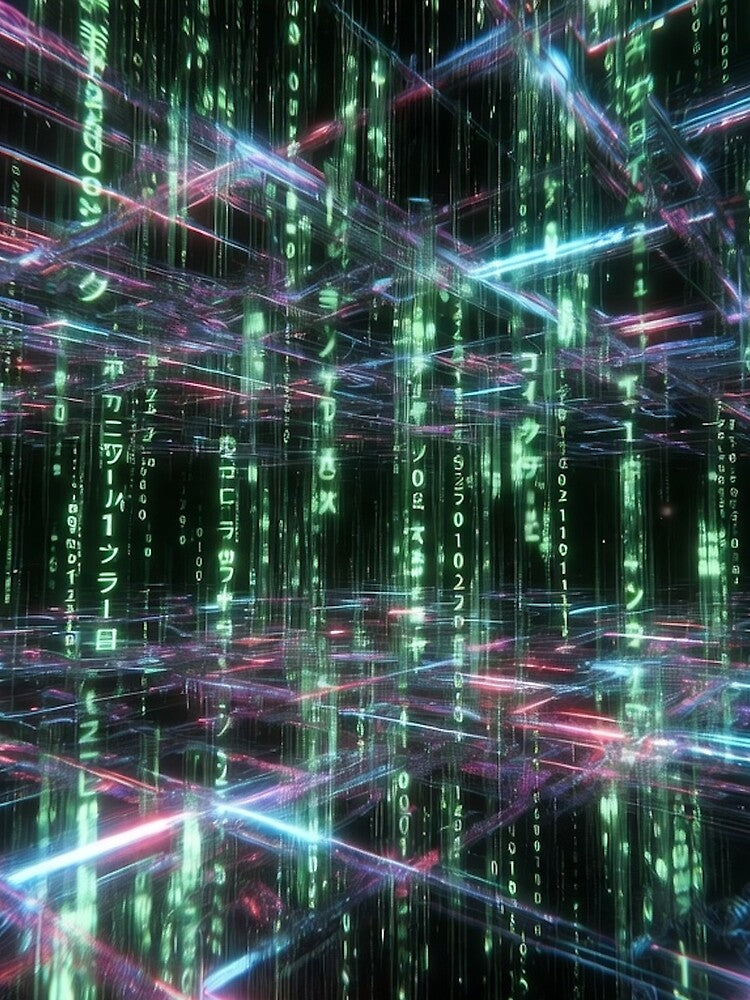 Neon Cyberpunk Digital Matrix Code by IntelliMindDesigns