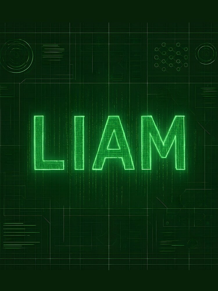 LIAM Glitched Code Design – Hacked Digital Matrix Name Display by VoidBloom Studio